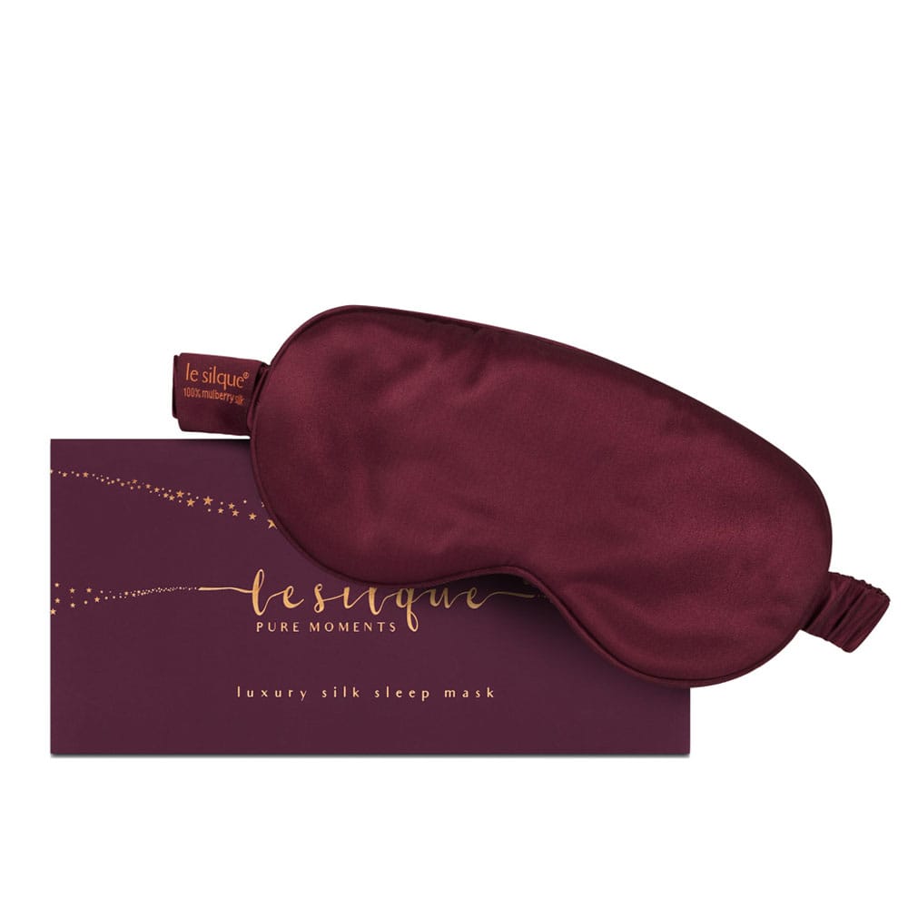Opaska na oczy do spania z jedwabiu burgundy w eleganckim pudełku - burgundowa LE SILQUE