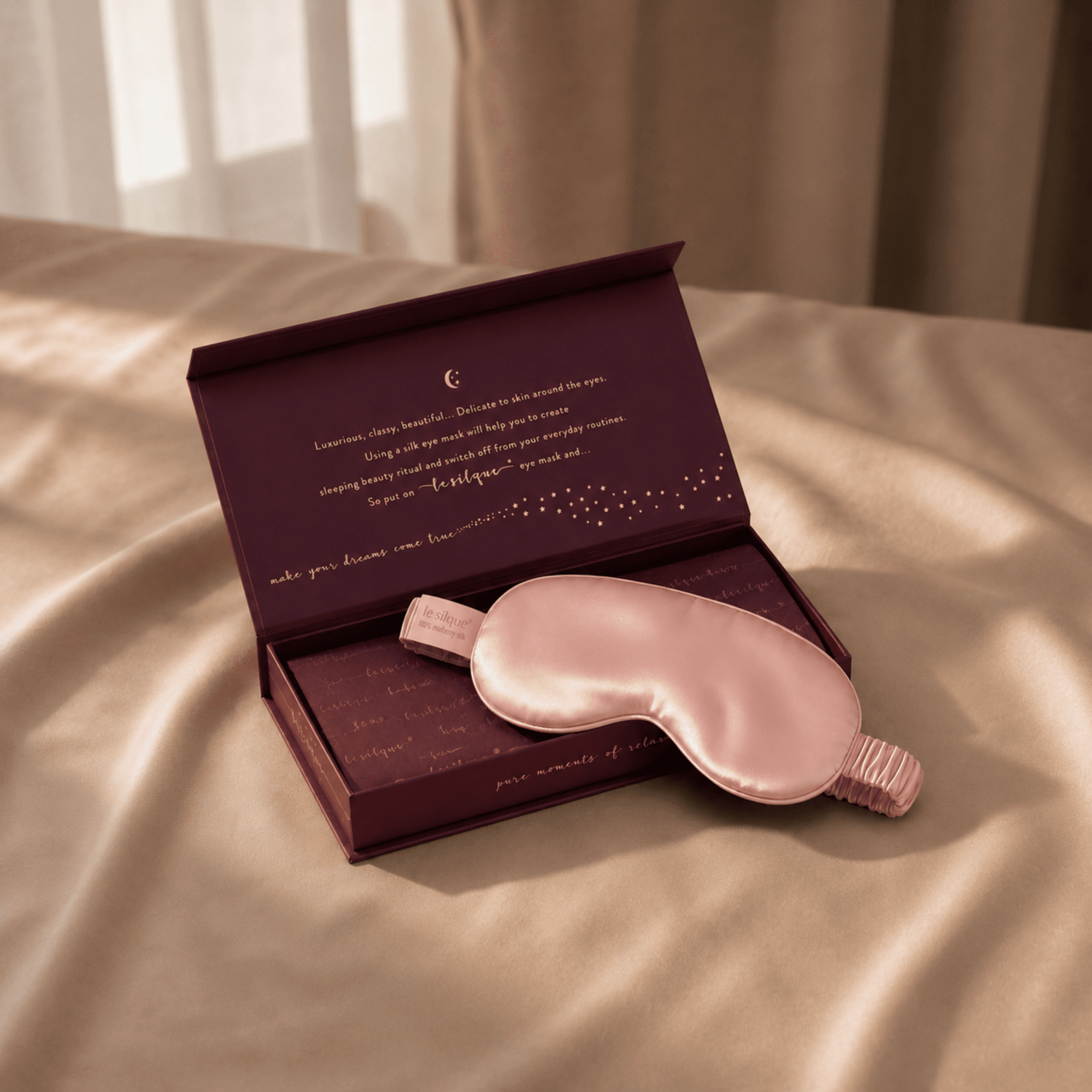 Jedwabna opaska na oczy do spania – ROSE GOLD | LE SILQUE