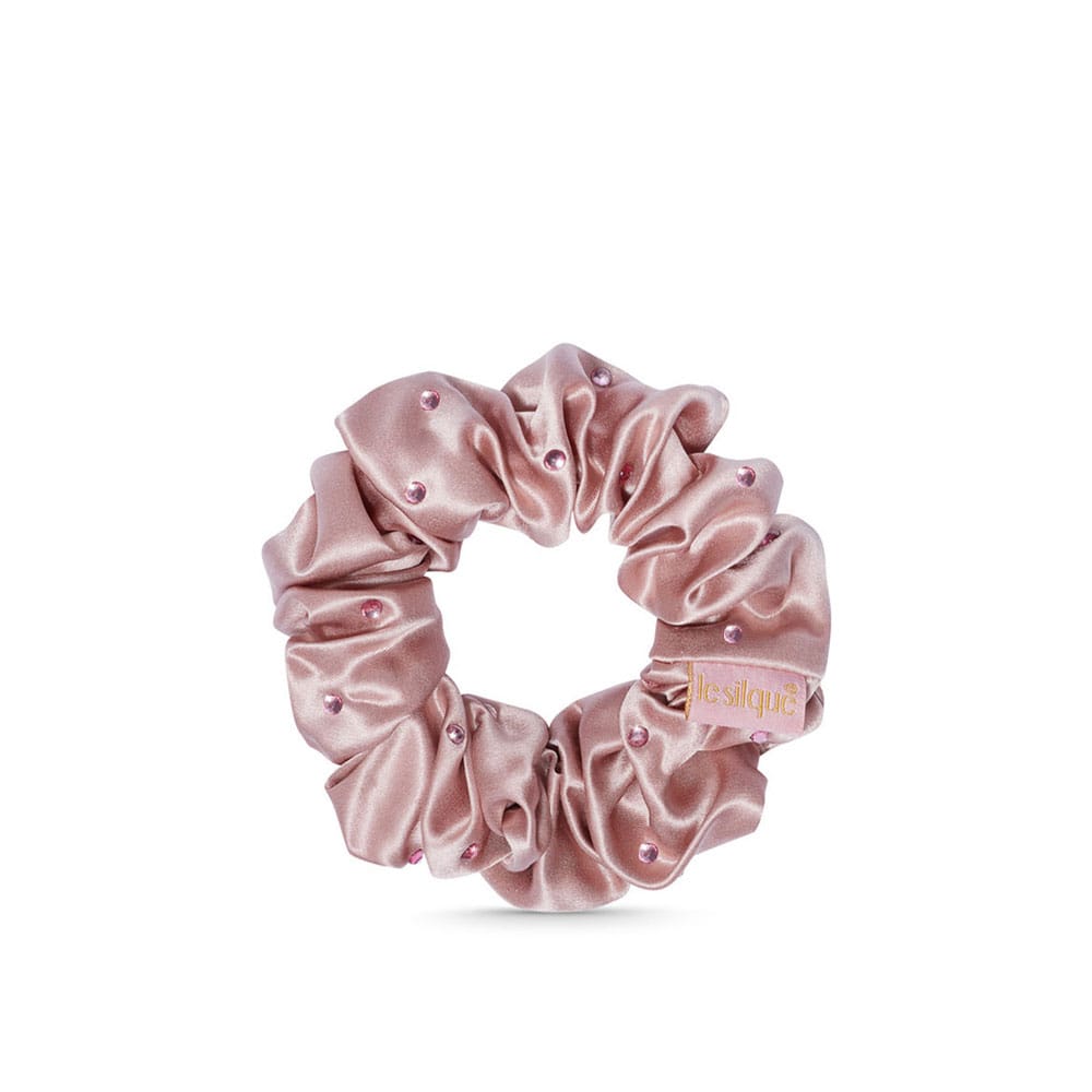 Gumka do włosów z jedwabiu z kryształkami SUGAR PINK | LE SILQUE