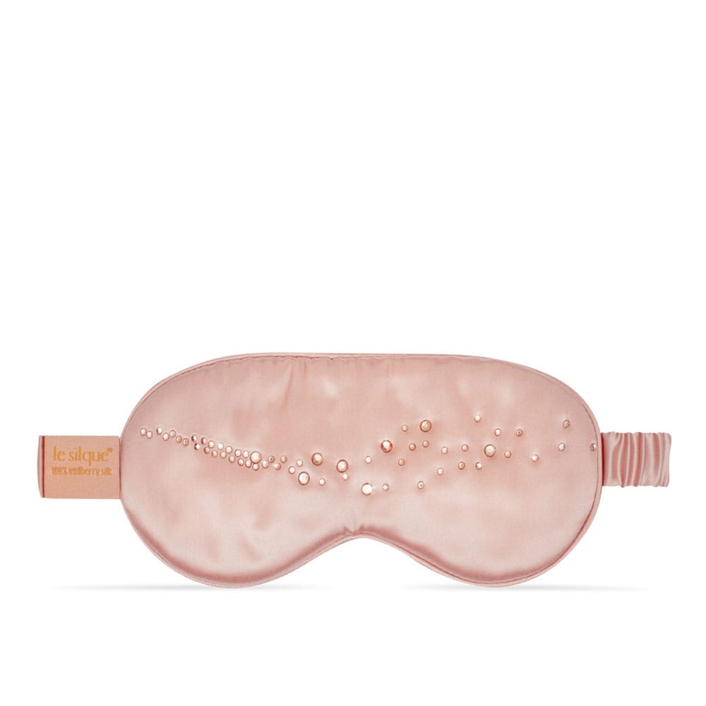Jedwabna opaska na oczy do spania z kryształkami – ROSE GOLD | LE SILQUE