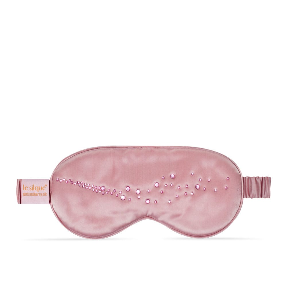 Jedwabna opaska na oczy do spania z kryształkami – SUGAR PINK | LE SILQUE