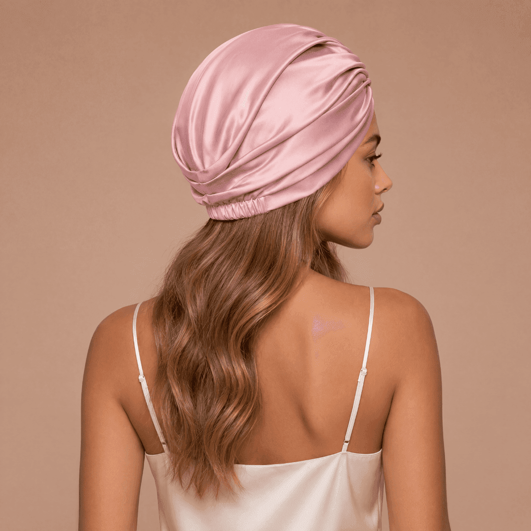 Jedwabny turban na włosy SUGAR PINK – 100% jedwab morwowy 22 momme | LE SILQUE