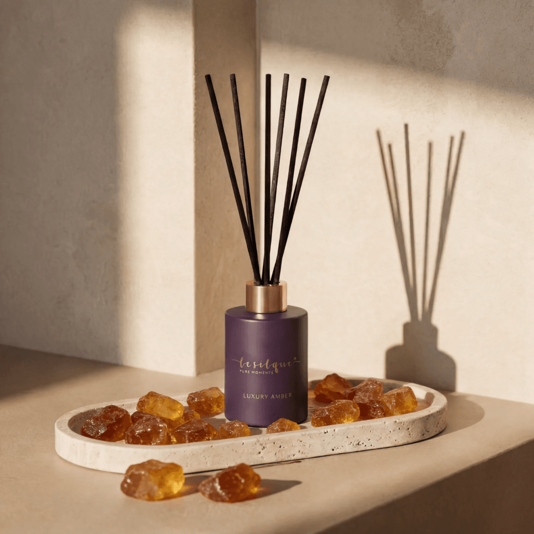 Dyfuzor zapachowy z patyczkami LUXURY AMBER 120 ml | LE SILQUE